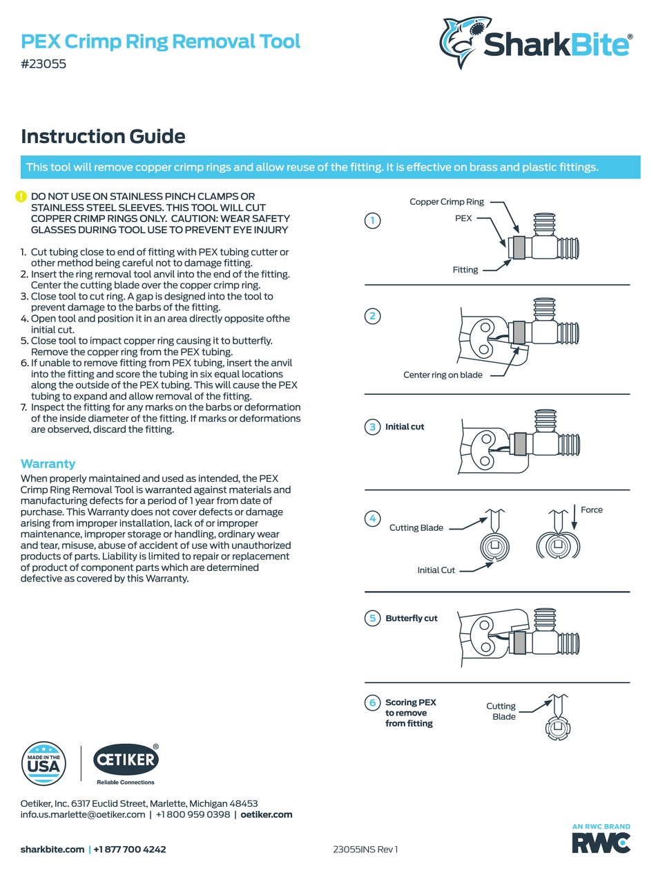 SHARKBITE 23055 INSTRUCTION MANUAL Pdf Download ManualsLib