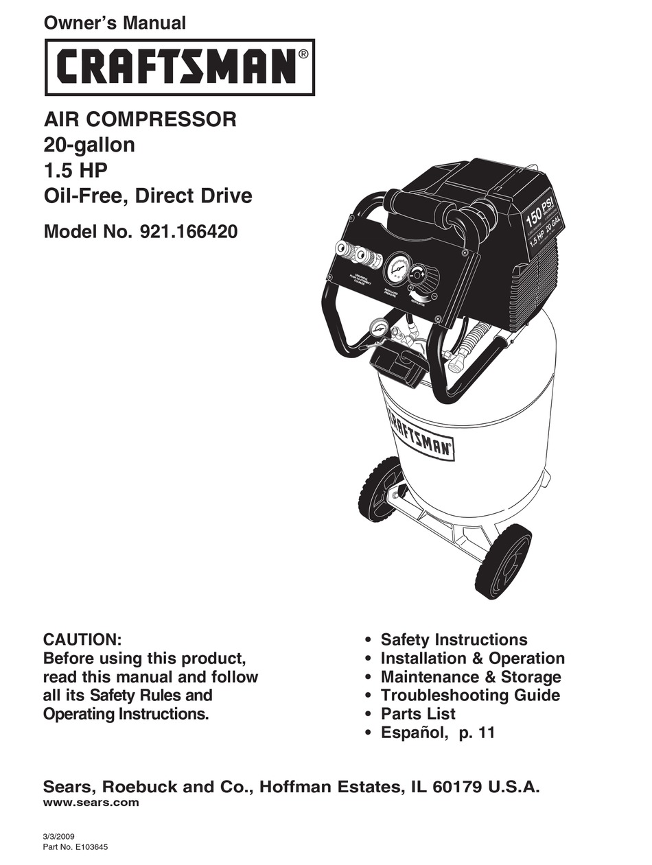 CRAFTSMAN 921.166420 OWNER'S MANUAL Pdf Download | ManualsLib