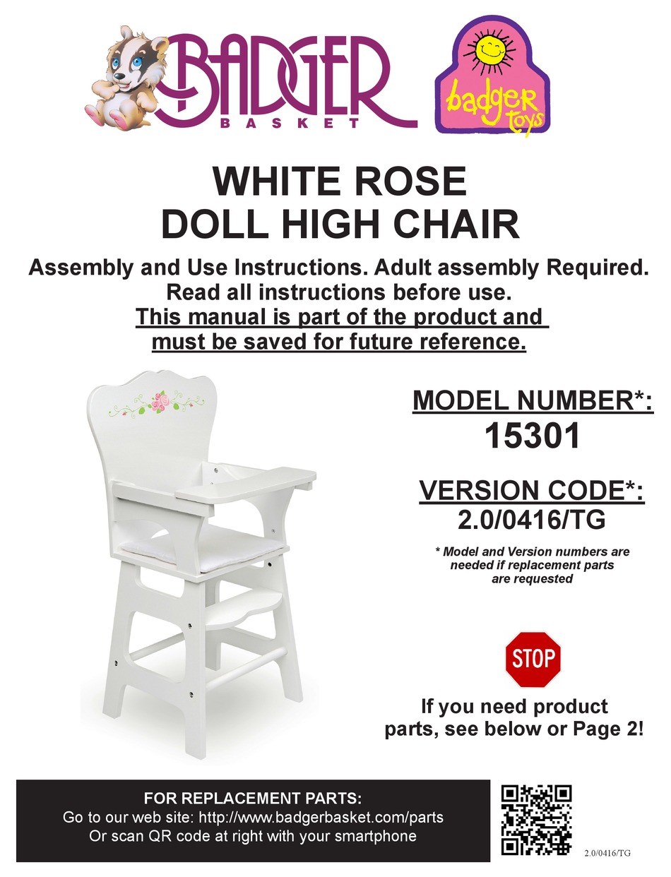 BADGER TOYS BADGER BASKET 15301 ASSEMBLY AND USE INSTRUCTIONS Pdf