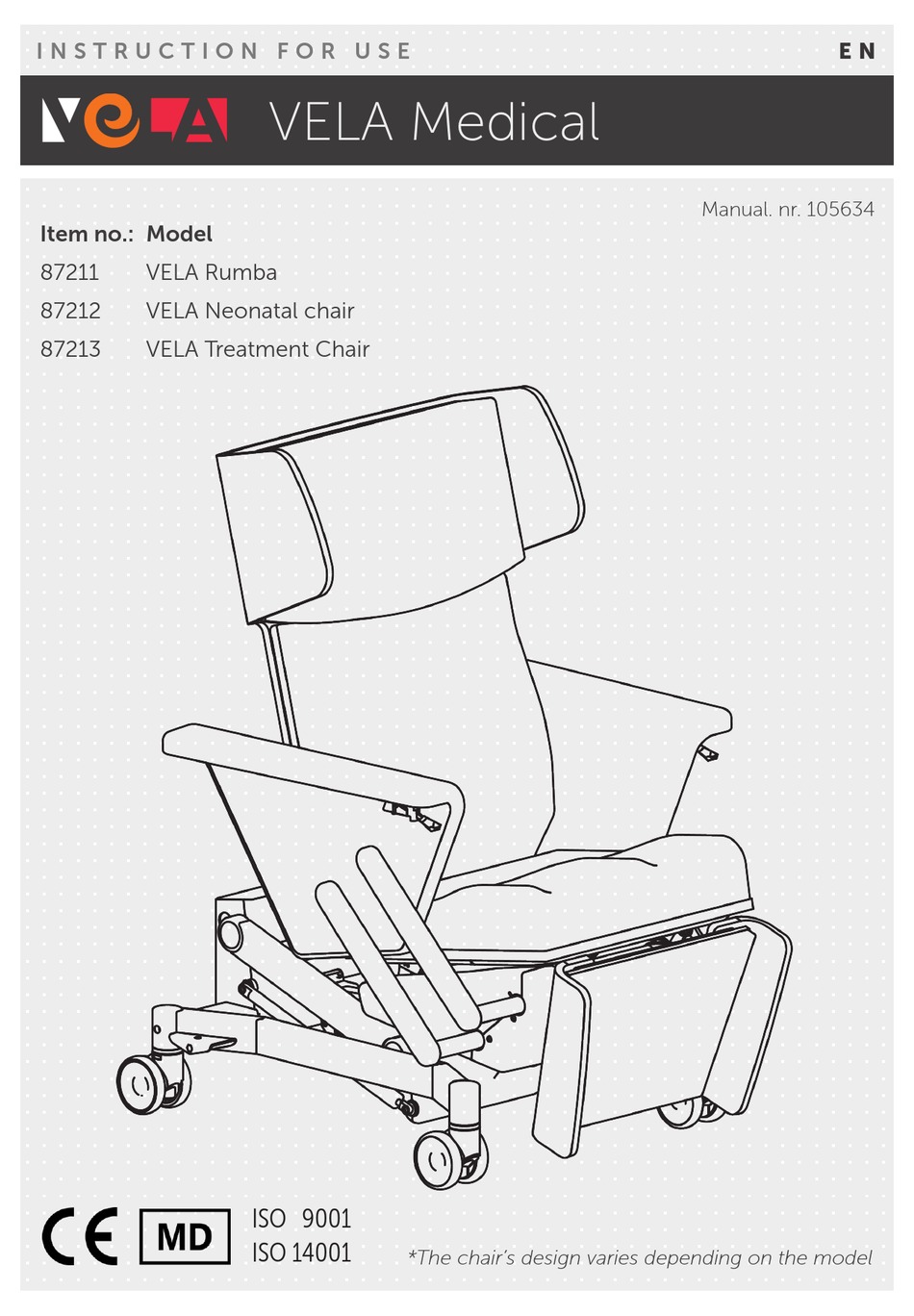 VELA TREATMENT CHAIR INSTRUCTIONS FOR USE MANUAL Pdf Download ManualsLib