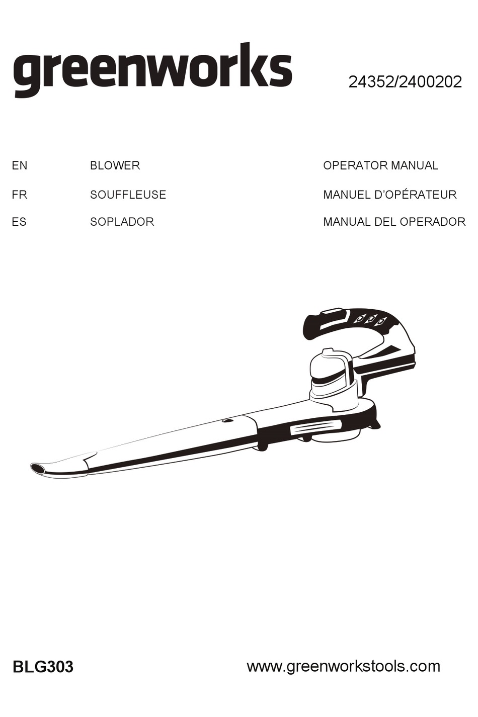 GREENWORKS BLG303 OPERATOR