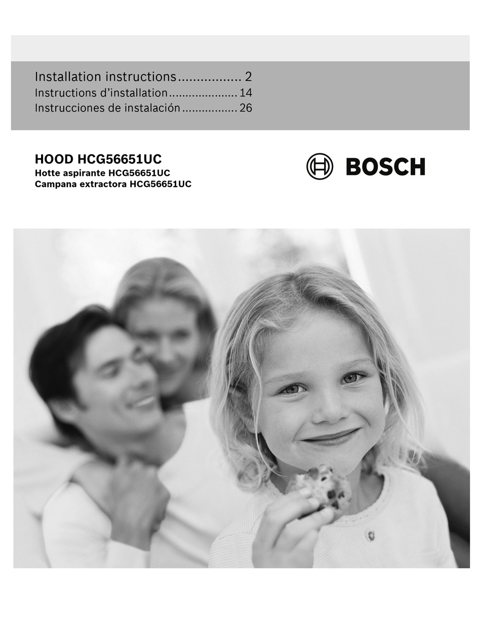 BOSCH HCG56651UC INSTALLATION INSTRUCTIONS MANUAL Pdf Download | ManualsLib