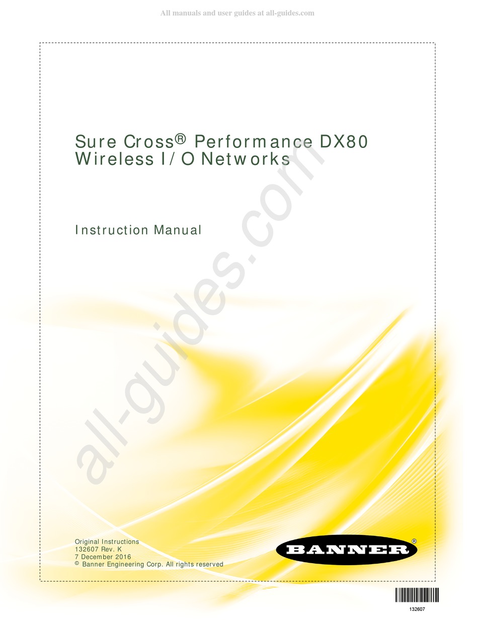 BANNER SURE CROSS PERFORMANCE DX80 INSTRUCTION MANUAL Pdf Download