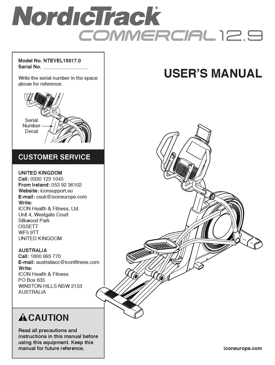 NORDICTRACK COMMERCIAL 12.9 USER MANUAL Pdf Download ManualsLib