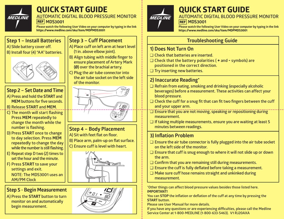 MEDLINE MDS3001 QUICK START MANUAL Pdf Download ManualsLib