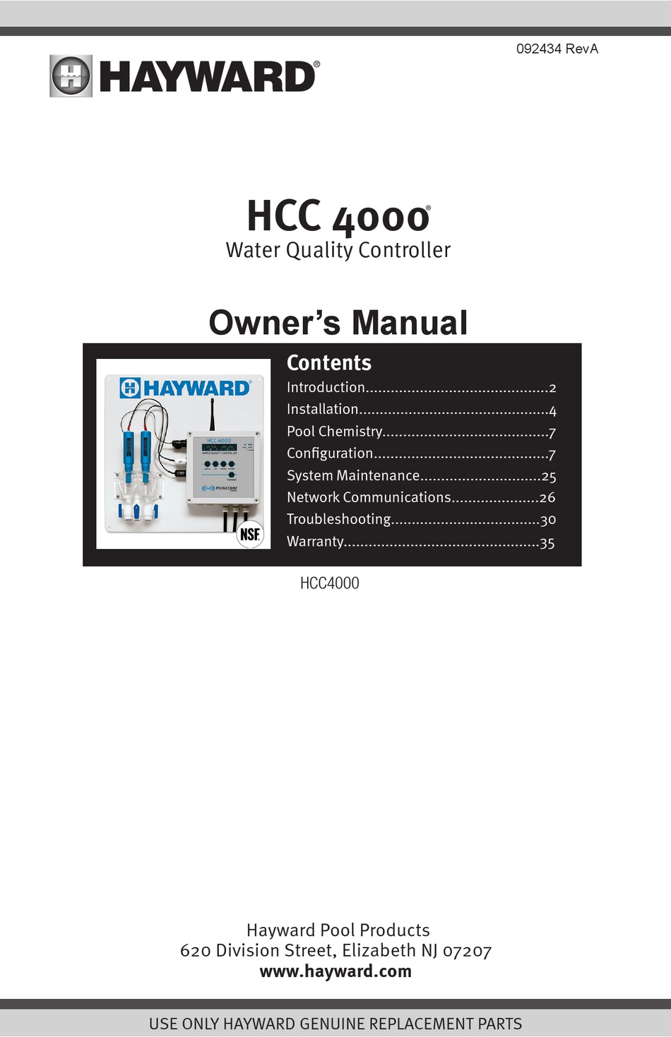 HAYWARD HCC 4000 OWNER