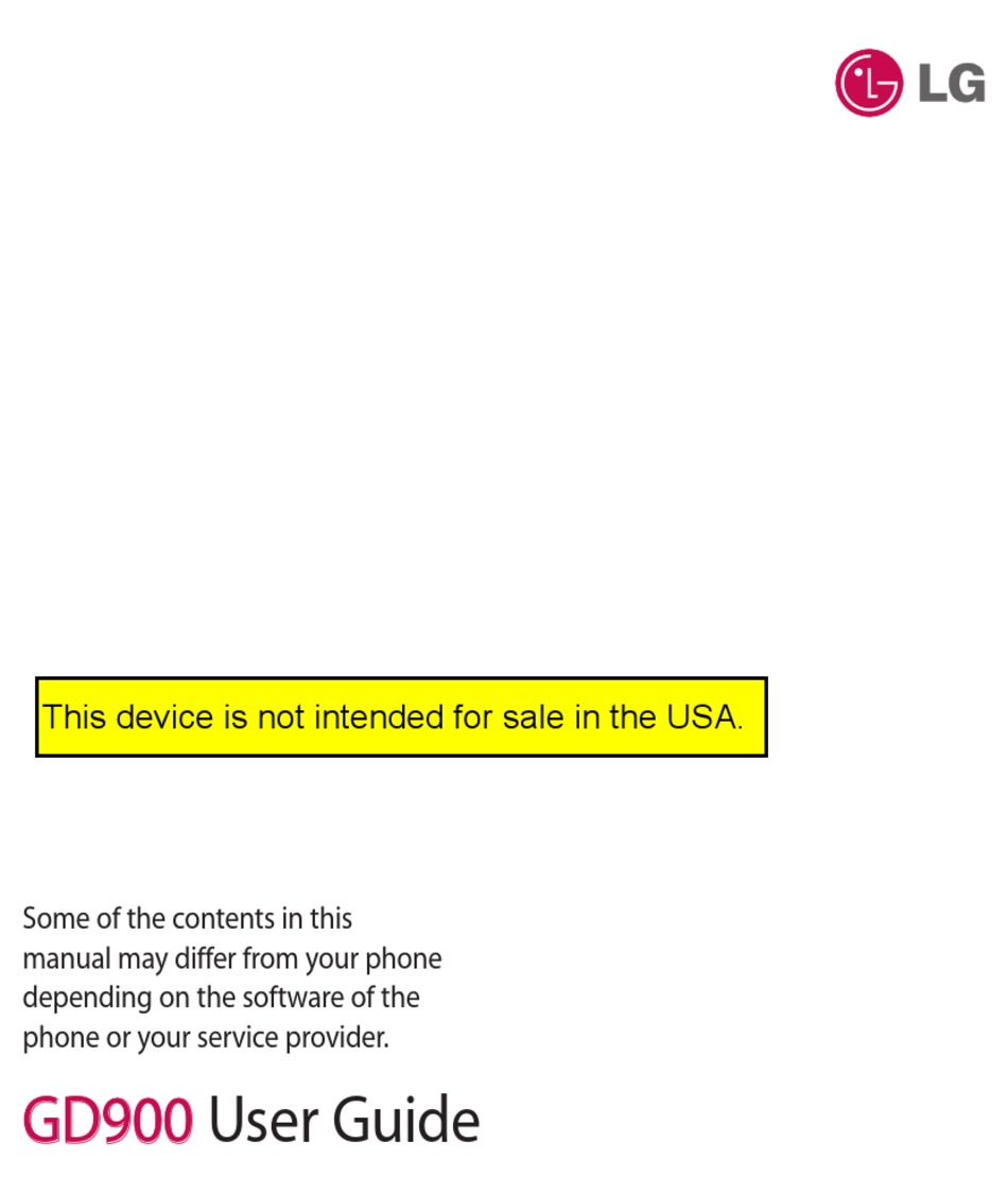 LG GD900 USER MANUAL Pdf Download | ManualsLib