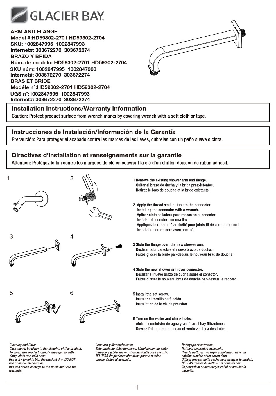 GLACIER BAY HD593022704 INSTALLATION INSTRUCTIONS Pdf Download