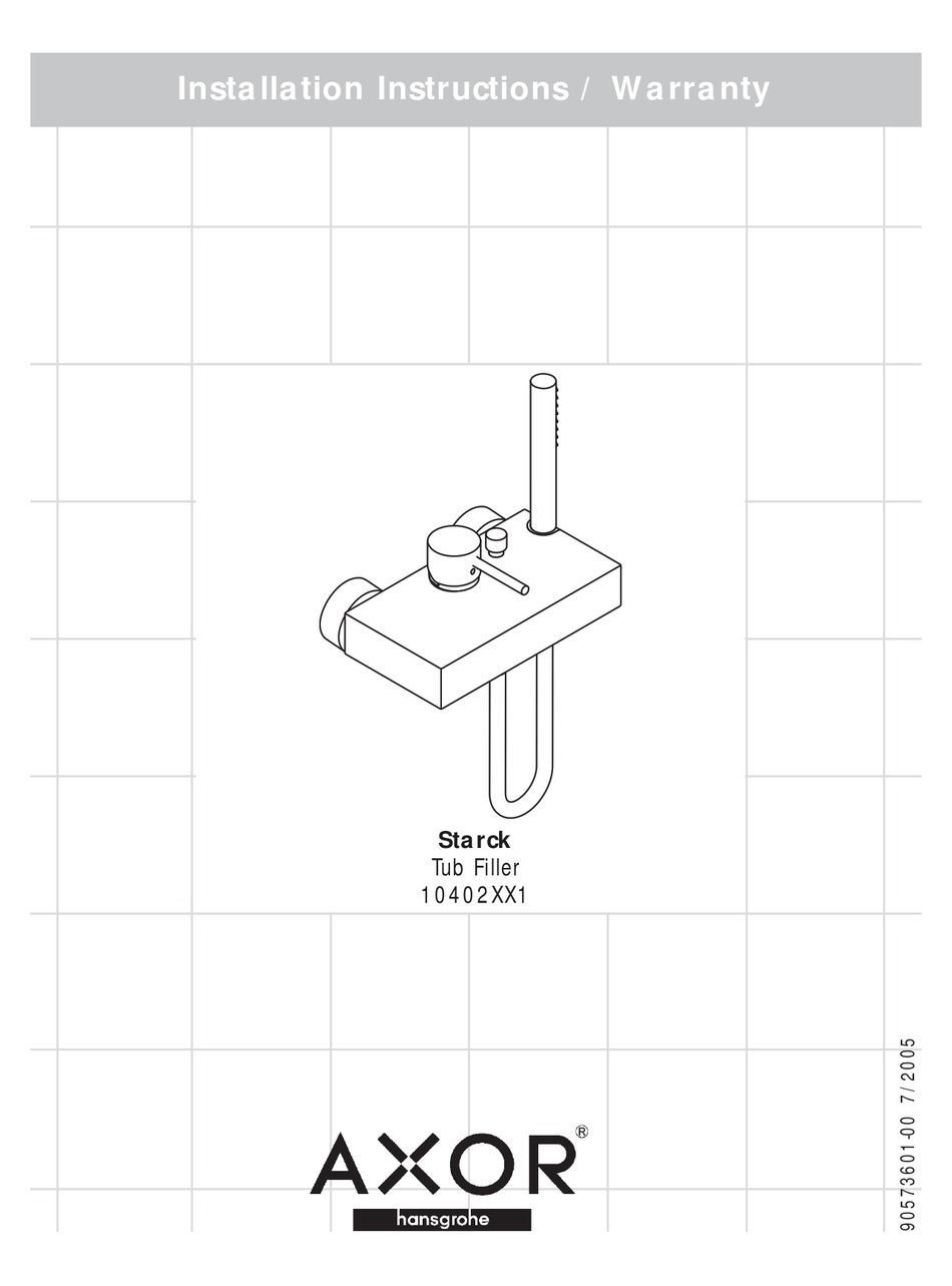 Hans Grohe Axor Starck Series Installation Instructions Warranty Pdf Download Manualslib