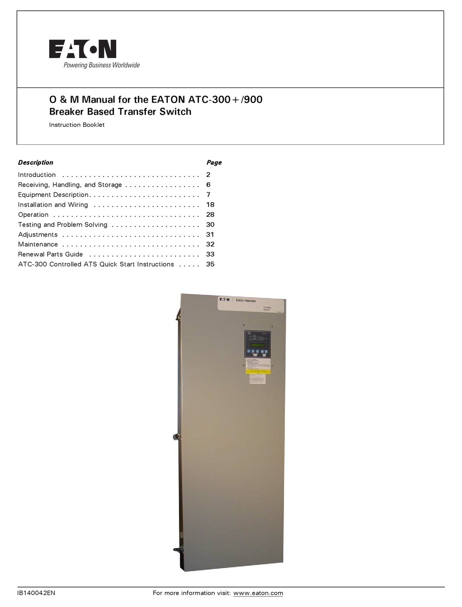 EATON ATC300 OPERATION AND MAINTENANCE MANUAL Pdf Download ManualsLib