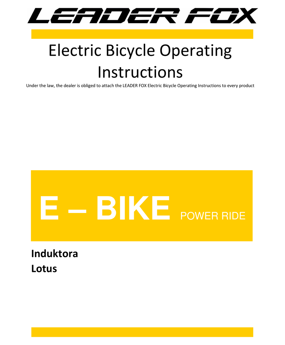 LEADER FOX INDUKTORA OPERATING INSTRUCTIONS MANUAL Pdf Download