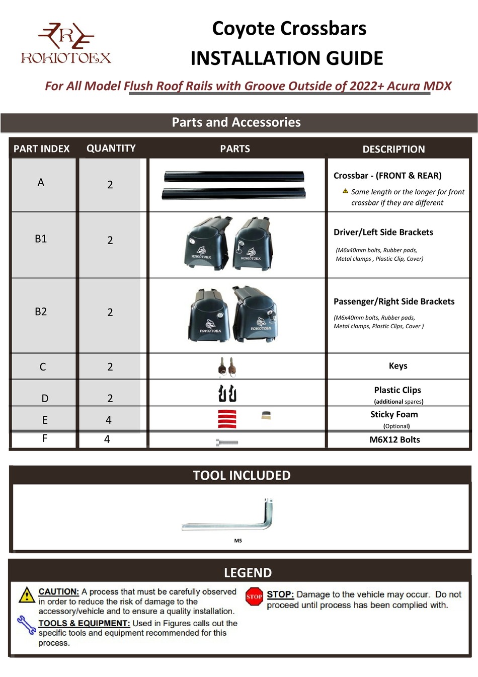 ROKIOTOEX COYOTE CROSSBARS INSTALLATION MANUAL Pdf Download | ManualsLib