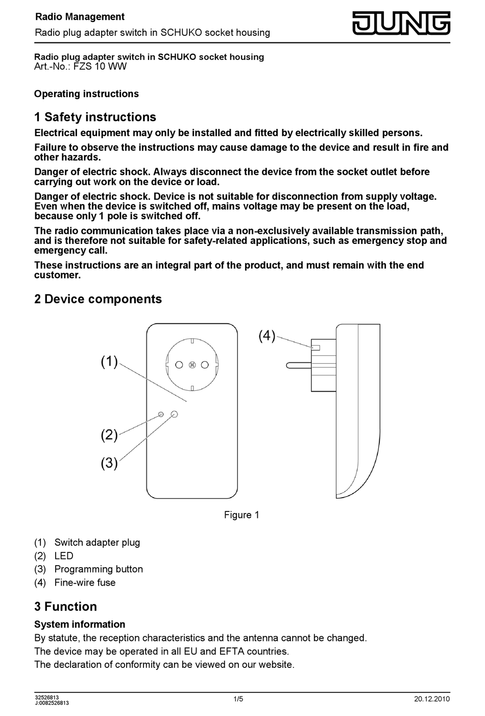 JUNG FZS 10 WW OPERATING INSTRUCTIONS Pdf Download | ManualsLib