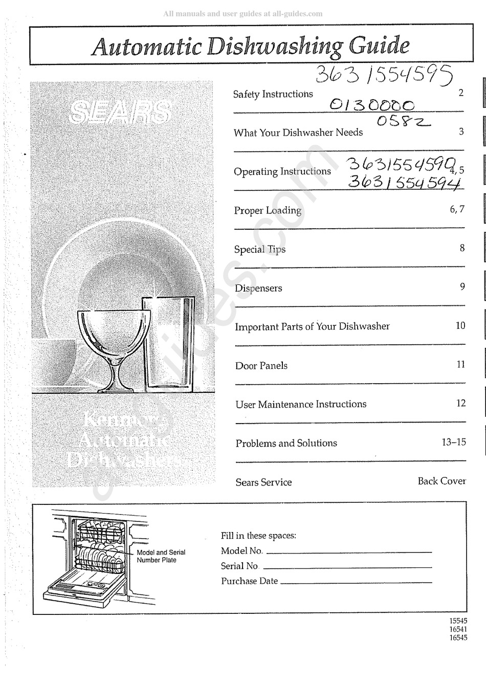 SEARS KENMORE 3631554590 MANUAL Pdf Download ManualsLib