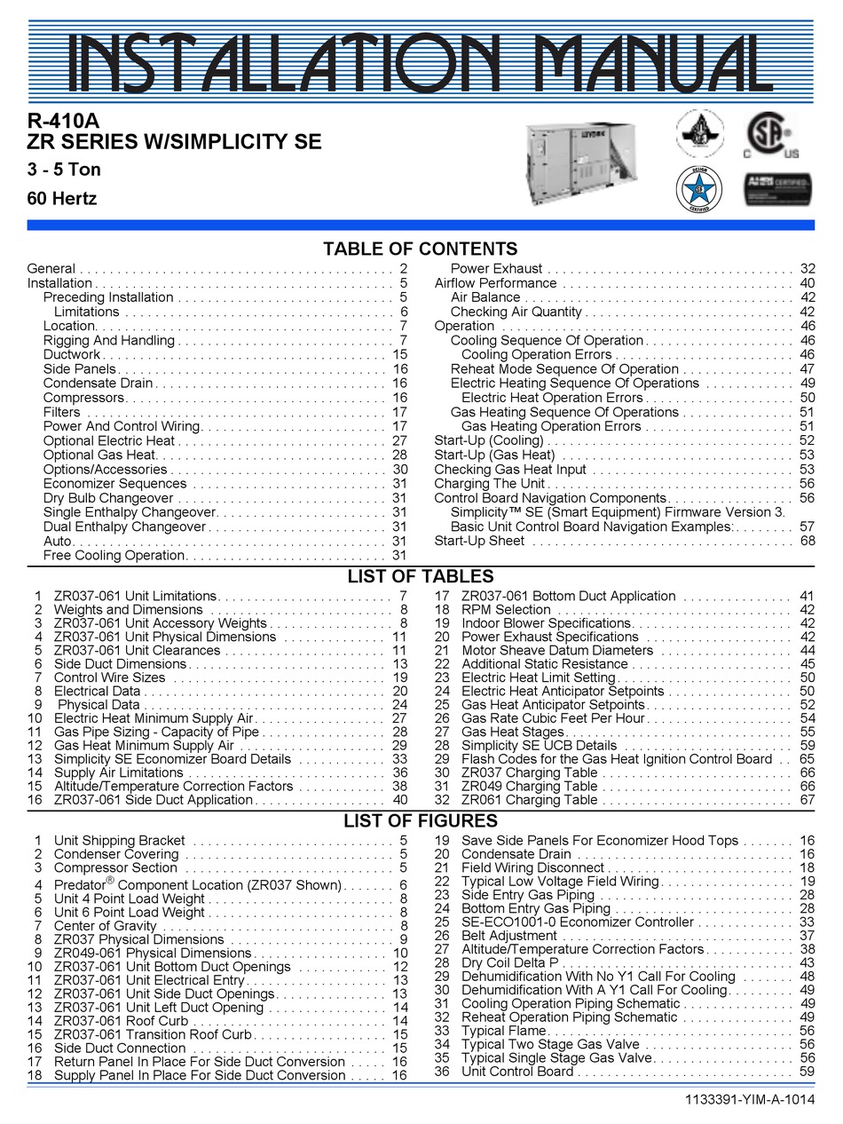 York International Zr Series Installation Manual Pdf Download Manualslib