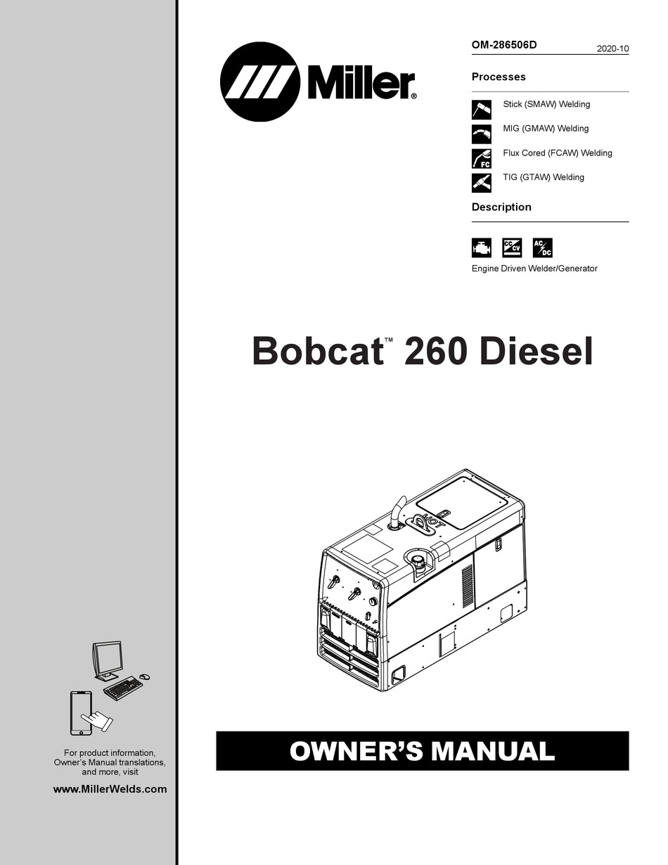 MILLER BOBCAT 260 DIESEL OWNER'S MANUAL Pdf Download | ManualsLib