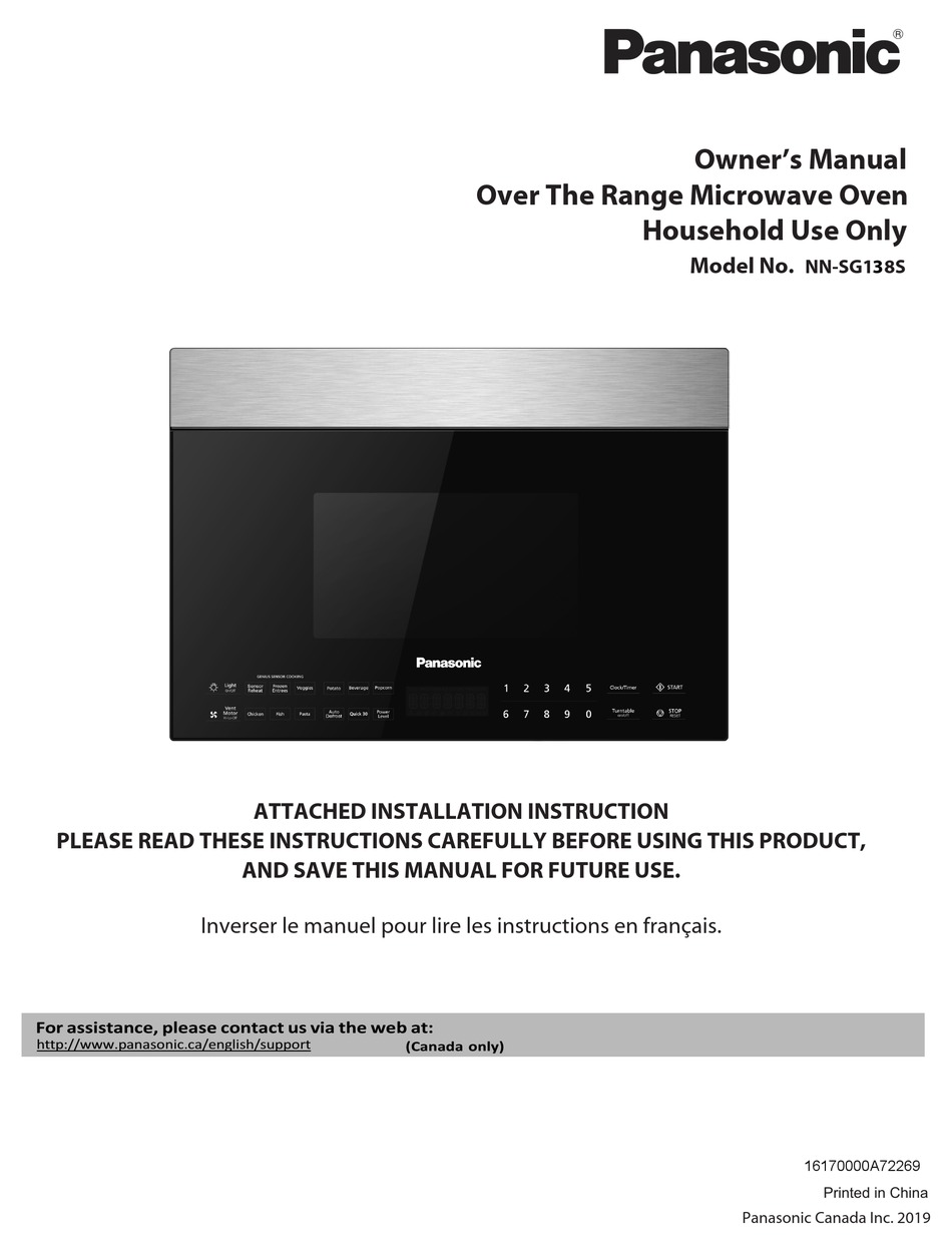 PANASONIC NNSG138S OWNER'S MANUAL Pdf Download ManualsLib