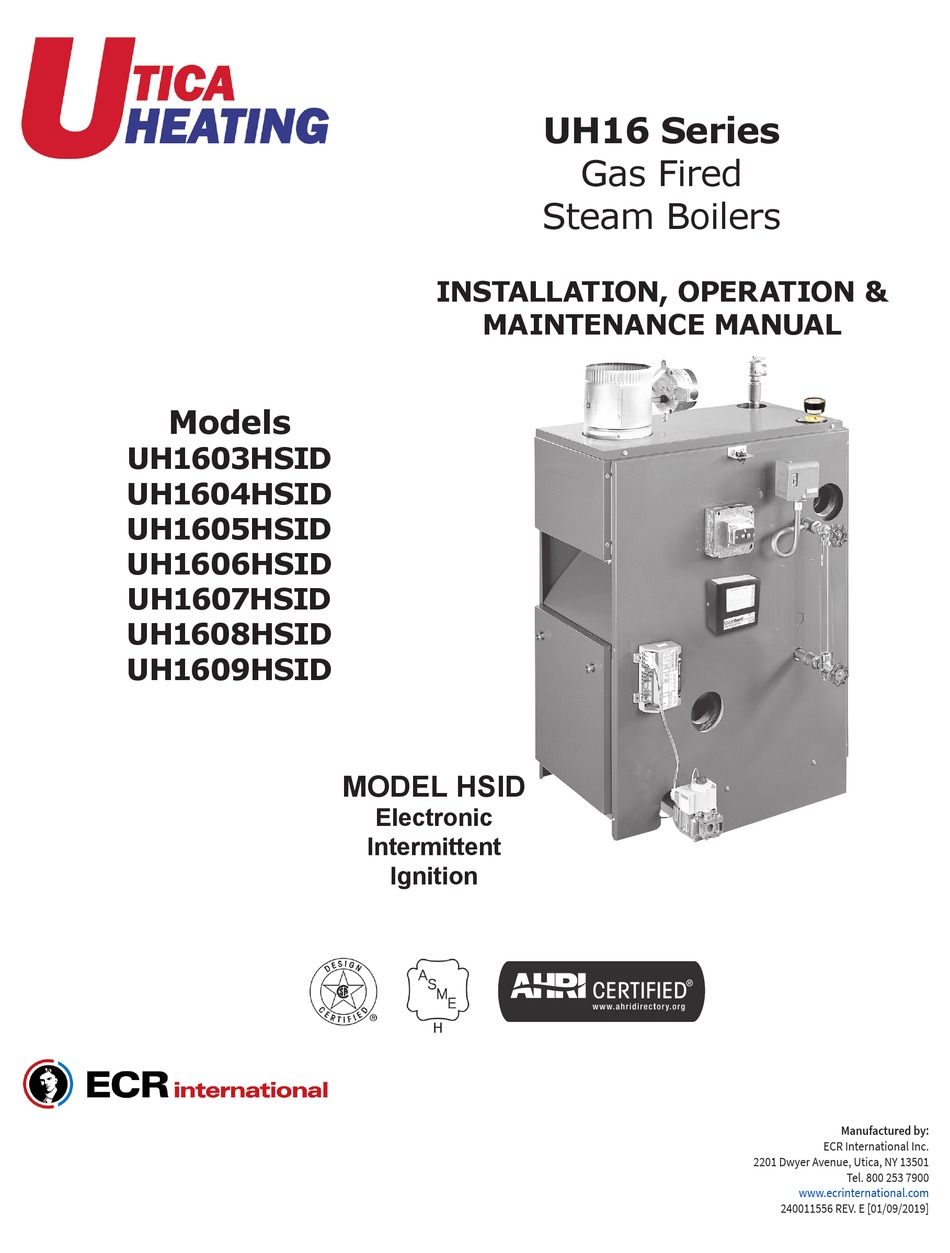 UTICA BOILERS UH16 SERIES INSTALLATION, OPERATION & MAINTENANCE MANUAL ...