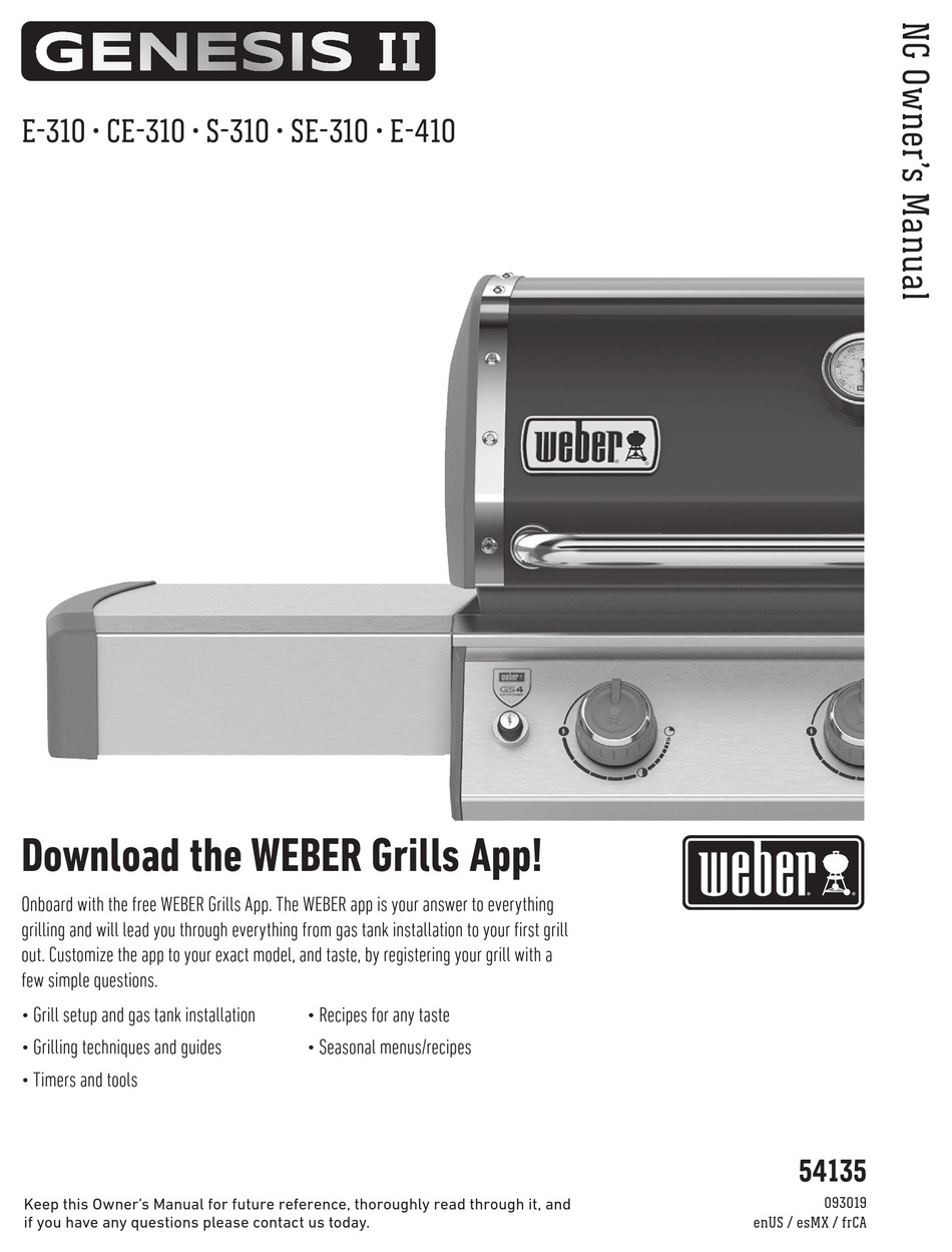 WEBER GENESIS II E410 OWNER'S MANUAL Pdf Download ManualsLib