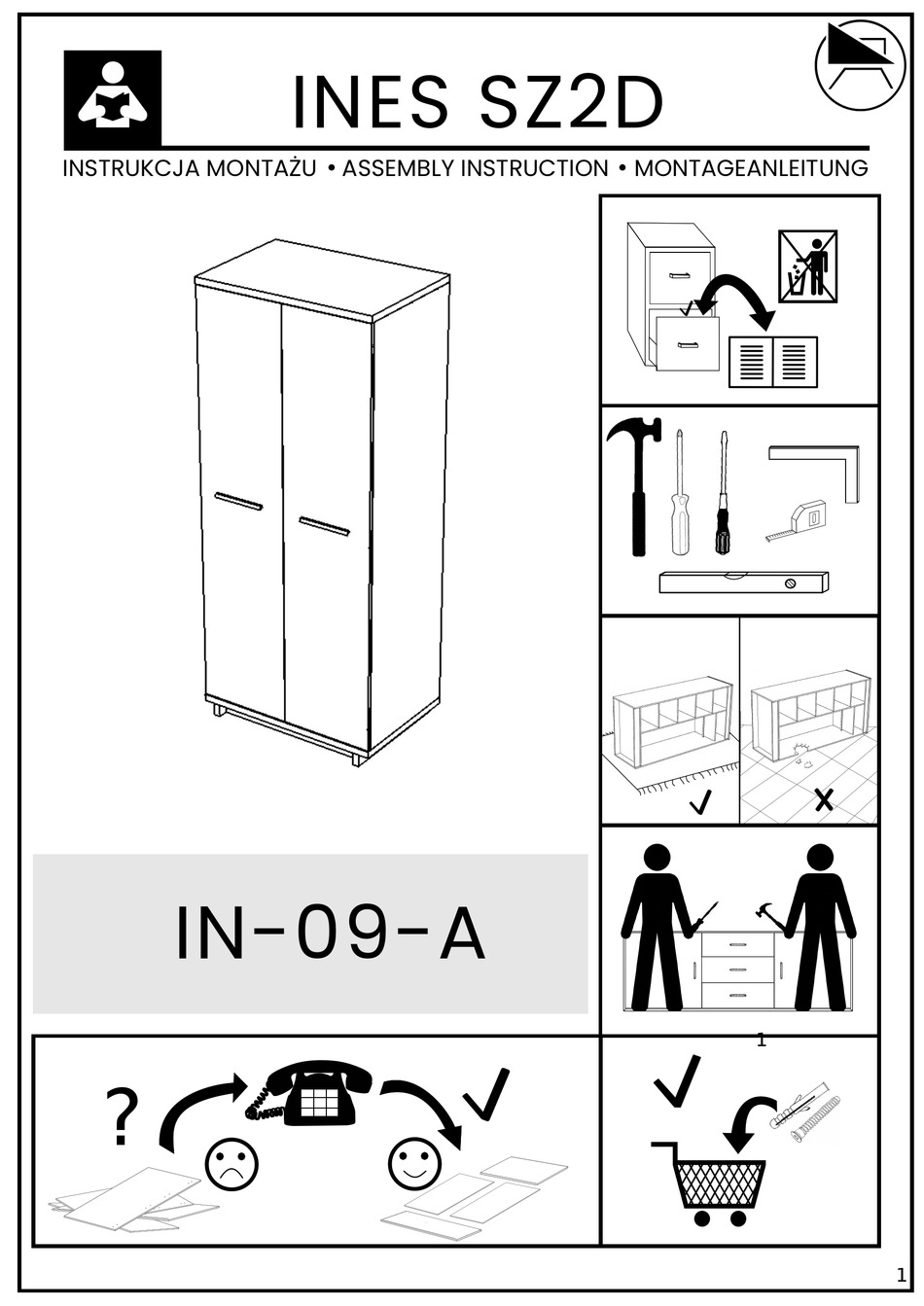 ARTHAUSS FURNITURE INES SZ2D ASSEMBLY INSTRUCTION MANUAL Pdf Download