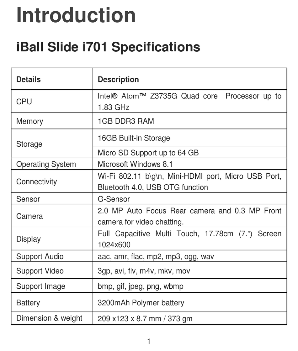 IBALL SLIDE I701 MANUAL Pdf Download ManualsLib