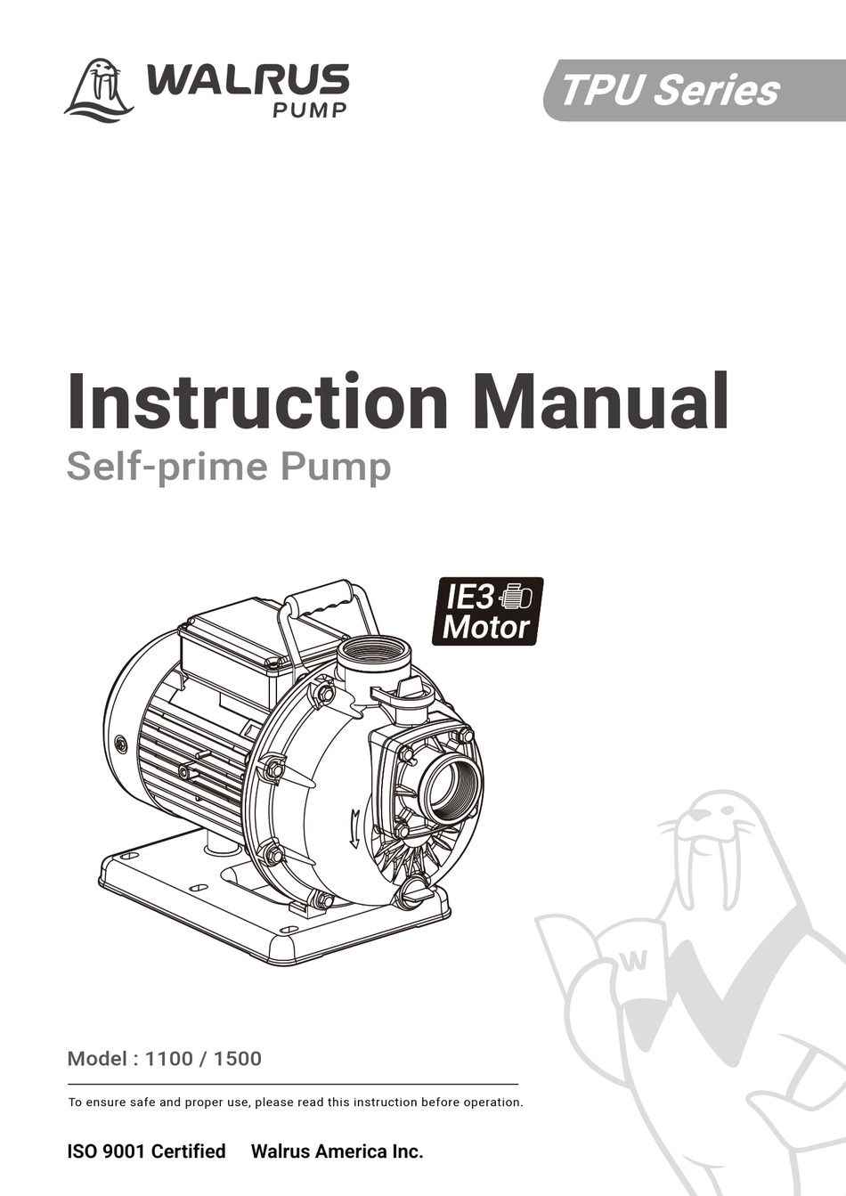 WALRUS PUMP TPU SERIES INSTRUCTION MANUAL Pdf Download | ManualsLib