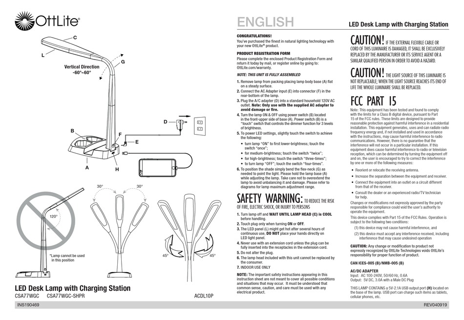 OTTLITE CSA77WGC QUICK START MANUAL Pdf Download | ManualsLib