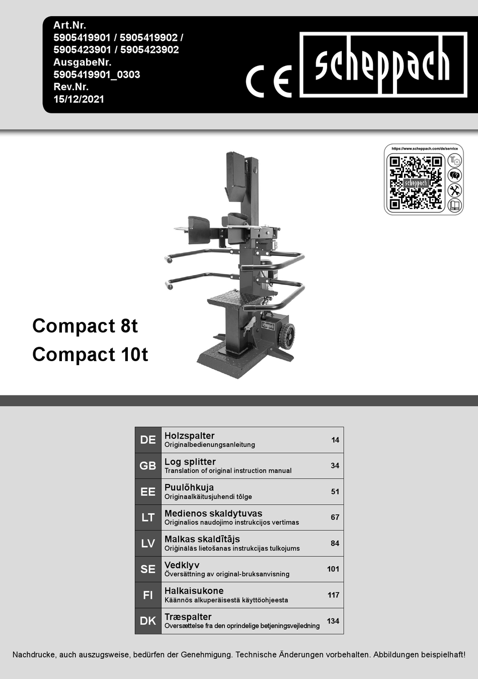 Scheppach Compact 8t Translation Of Original Instruction Manual Pdf Download Manualslib 4790