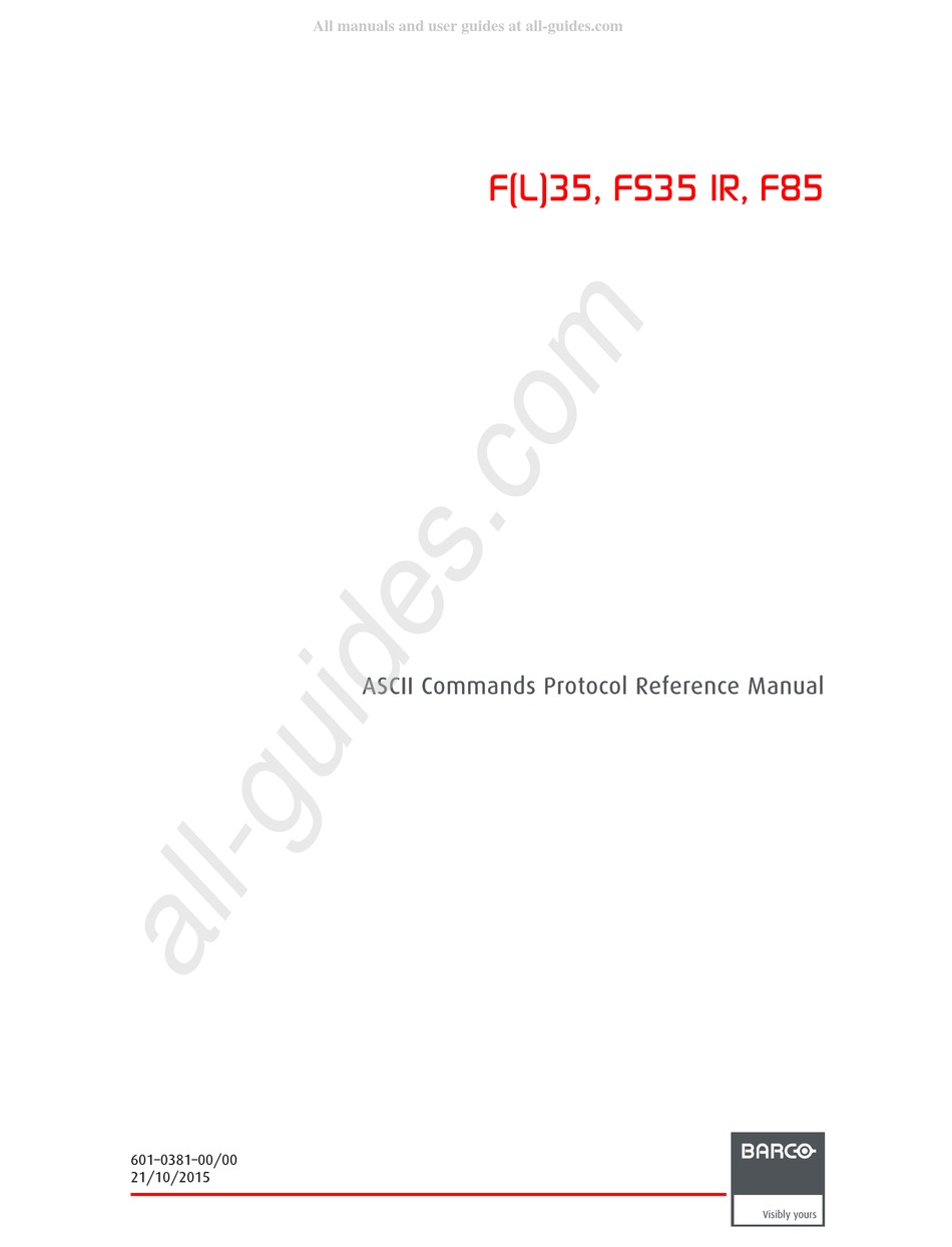 BARCO F35 REFERENCE MANUAL Pdf Download ManualsLib
