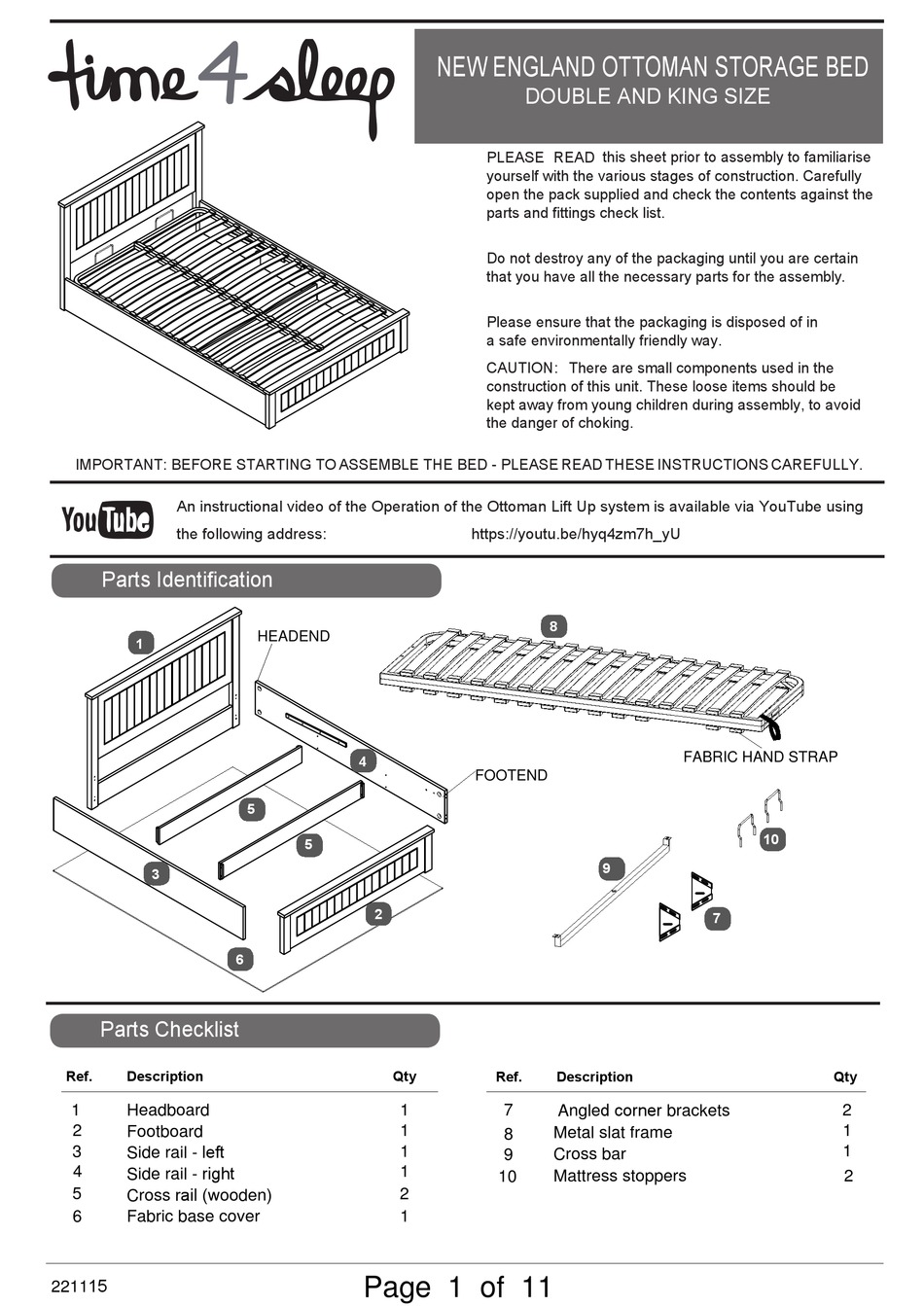 TIME4SLEEP NEW ENGLAND OTTOMAN STORAGE BED DOUBLE AND KING SIZE QUICK