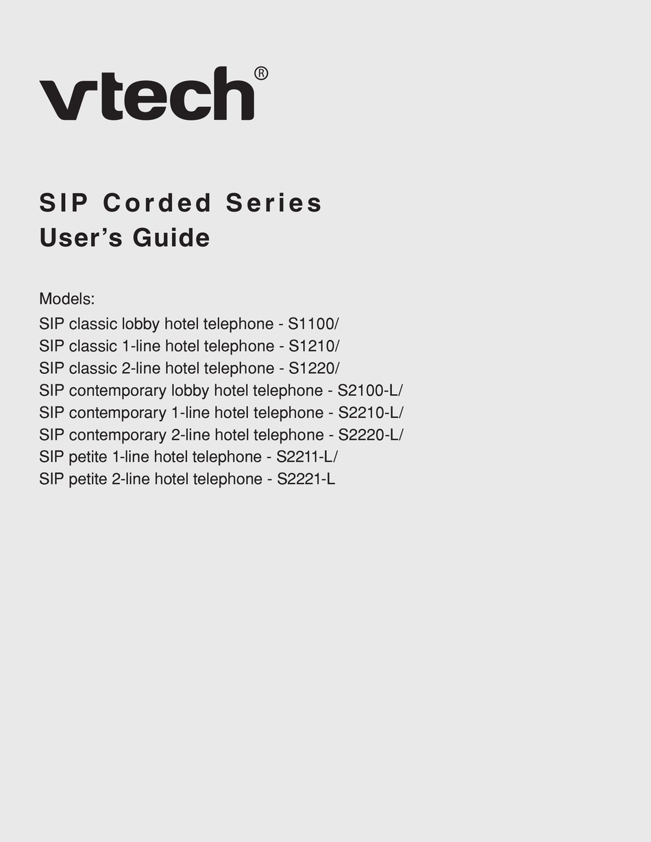 Vtech Sip Corded Series User Manual Pdf Download Manualslib