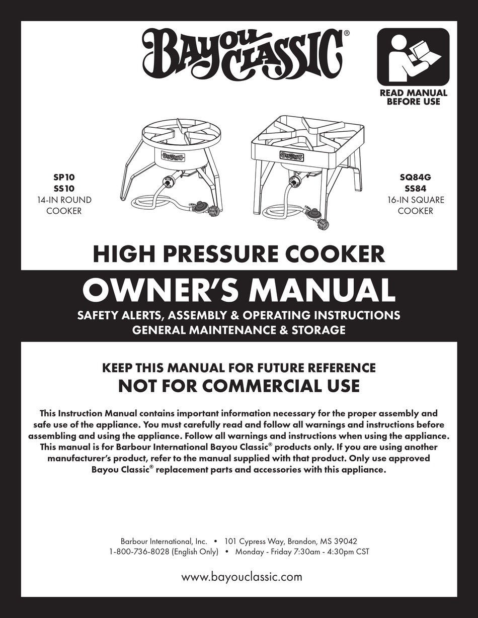BAYOU CLASSIC SS10 OWNER'S MANUAL Pdf Download ManualsLib