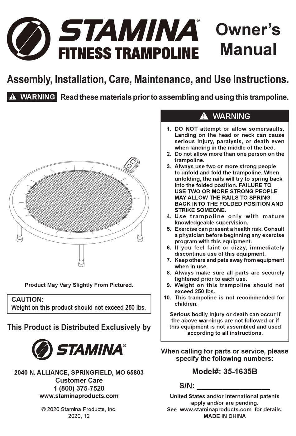 stamina-35-1635b-owner-s-manual-pdf-download-manualslib