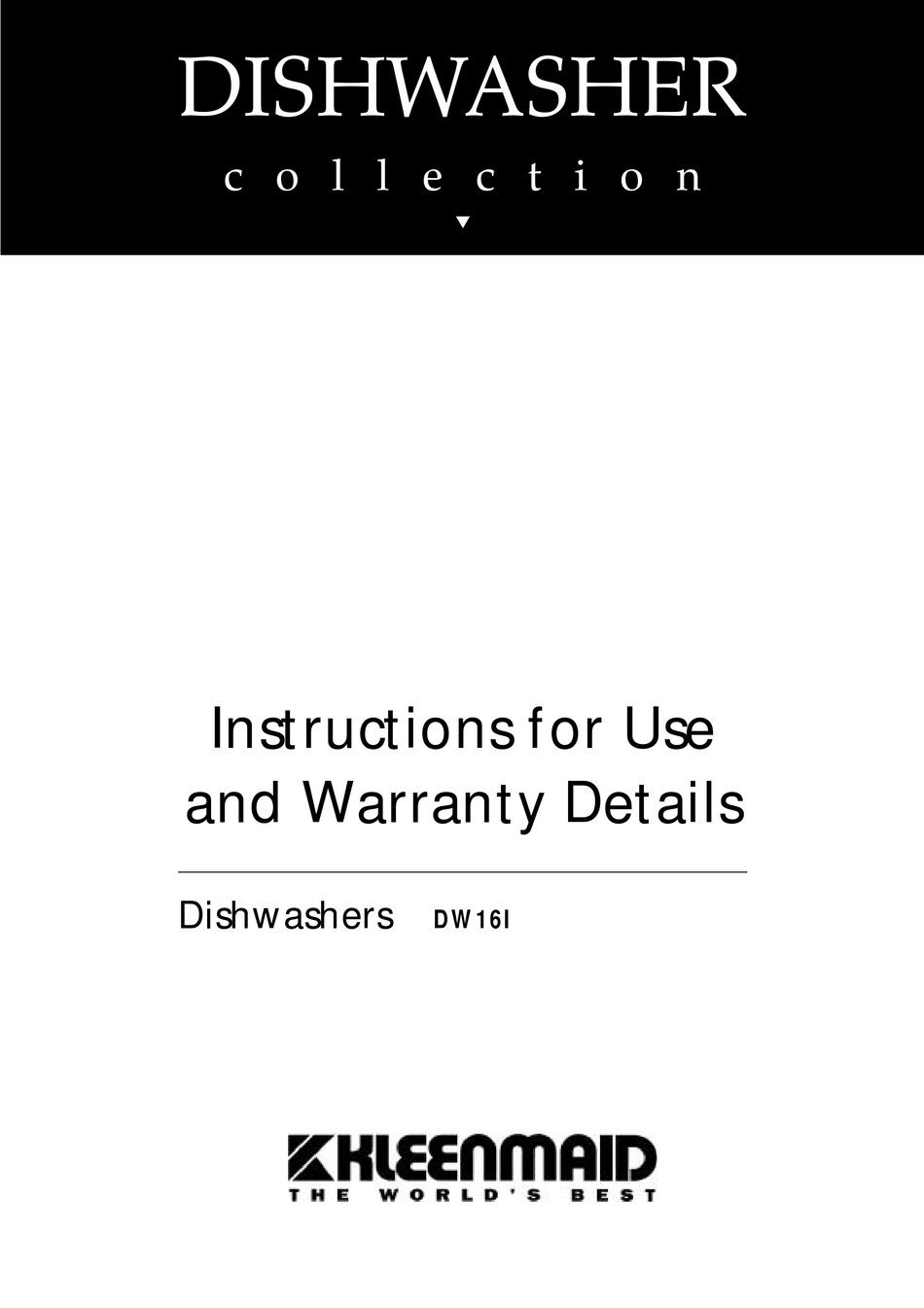 KLEENMAID DW16I INSTRUCTIONS FOR USE MANUAL Pdf Download ManualsLib