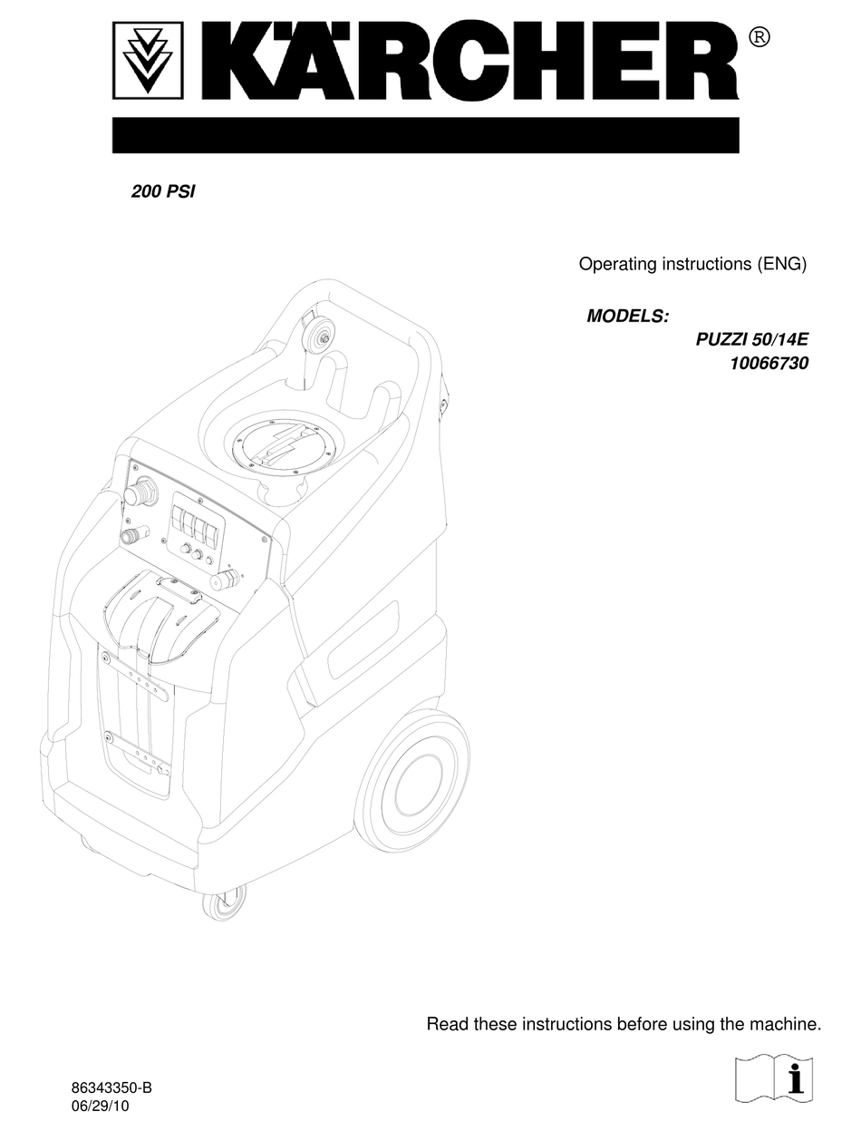 KÄRCHER PUZZI 50/14E OPERATING INSTRUCTIONS MANUAL Pdf Download