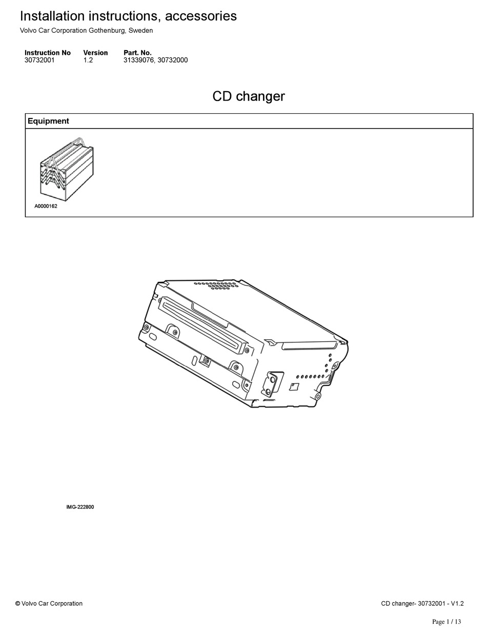VOLVO A0000162 INSTALLATION INSTRUCTIONS MANUAL Pdf Download ManualsLib