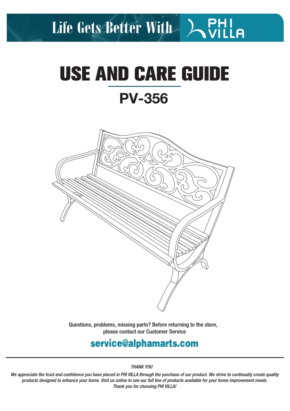 PHI VILLA PV356 USE AND CARE MANUAL Pdf Download ManualsLib