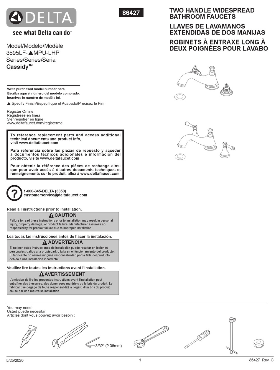 DELTA CASSIDY 3595LF MPULHP SERIES MANUAL Pdf Download ManualsLib