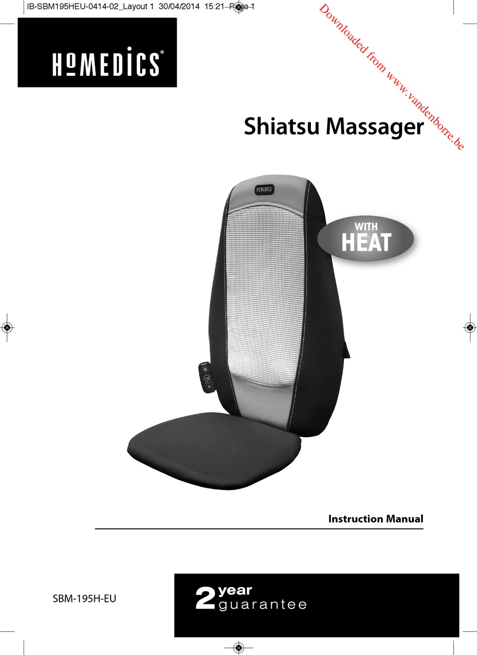 HOMEDICS SHIATSU SBM-195H-EU INSTRUCTION MANUAL Pdf Download | ManualsLib