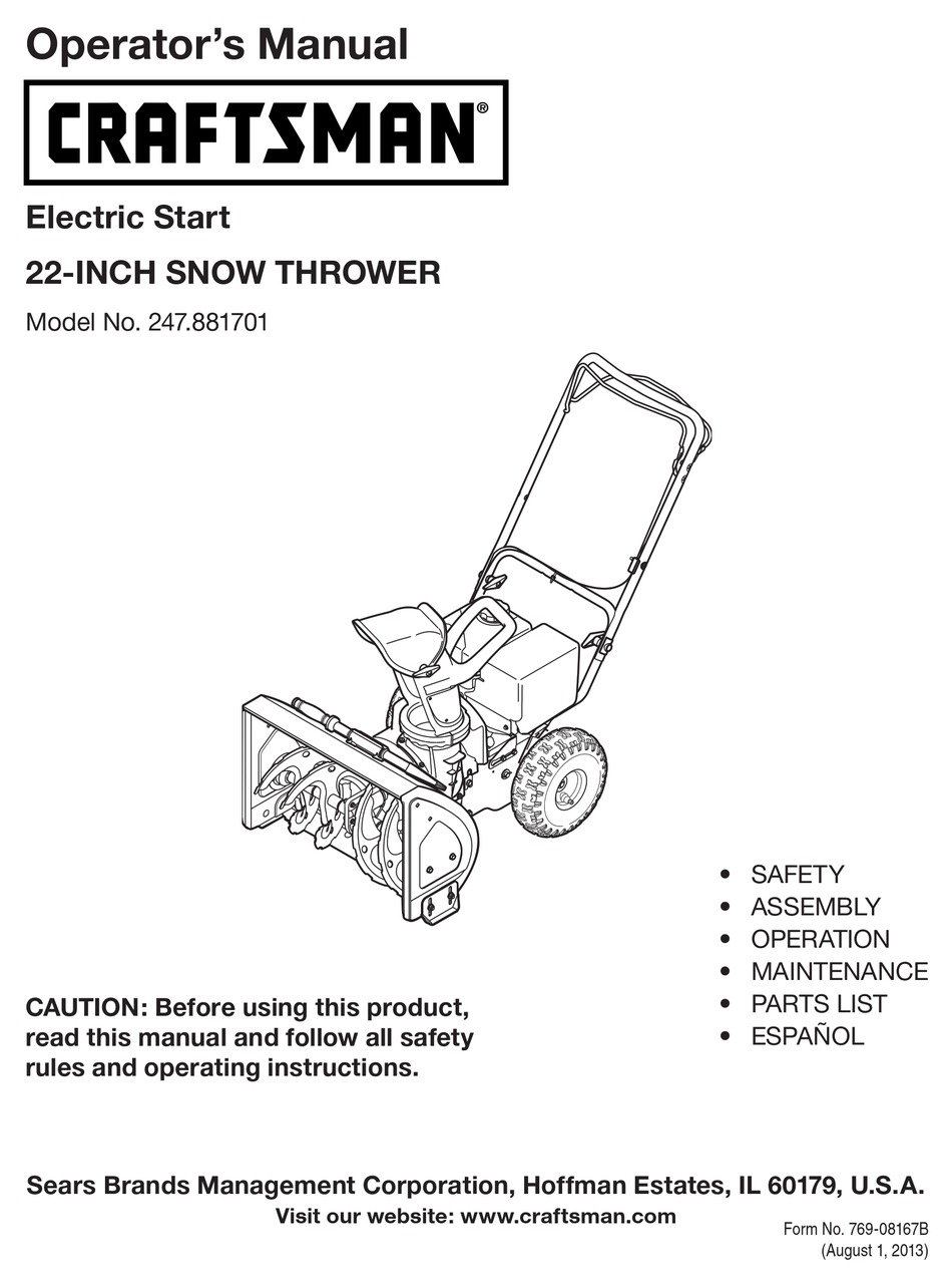 CRAFTSMAN 47.881701 OPERATOR'S MANUAL Pdf Download | ManualsLib