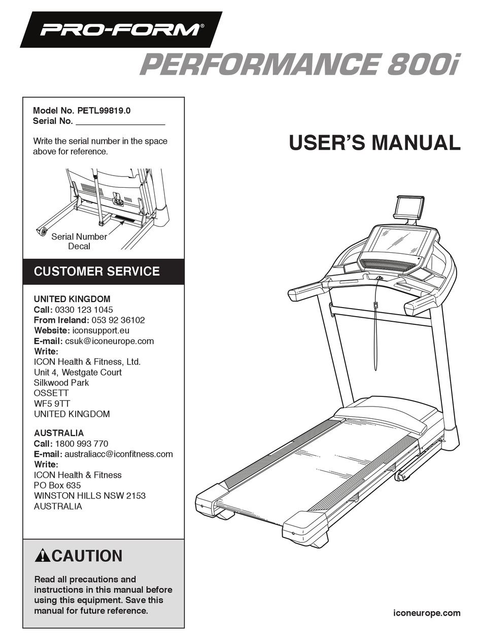 PROFORM PERFORMANCE 800I USER MANUAL Pdf Download ManualsLib