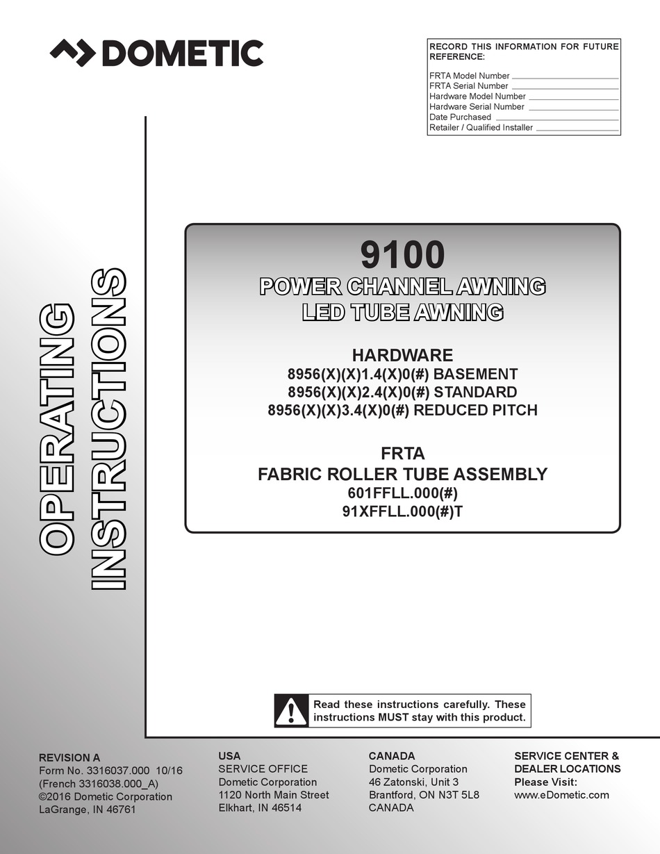 DOMETIC 9108853211 OPERATING INSTRUCTIONS MANUAL Pdf Download | ManualsLib