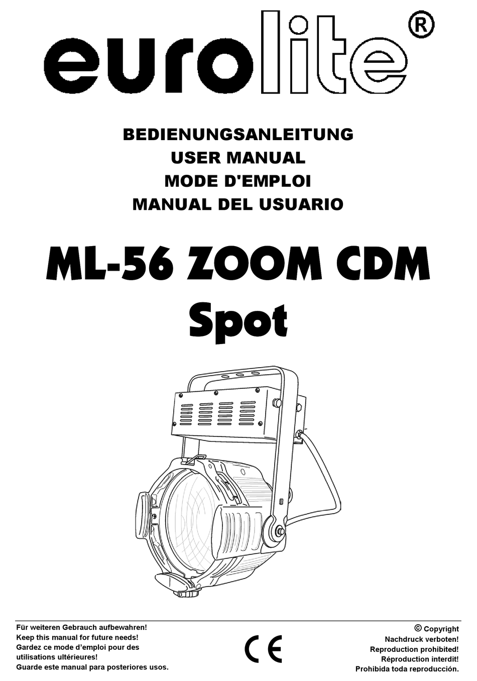 EUROLITE ML-56 ZOOM CDM SPOT USER MANUAL Pdf Download | ManualsLib