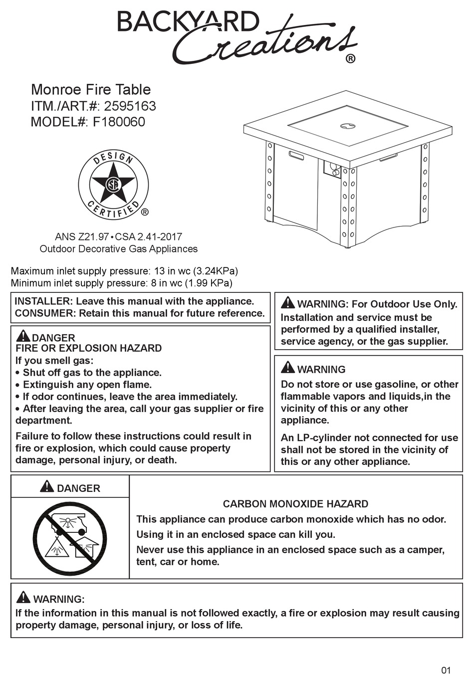 BACKYARD CREATIONS MONROE F180060 INSTRUCTIONS MANUAL Pdf Download