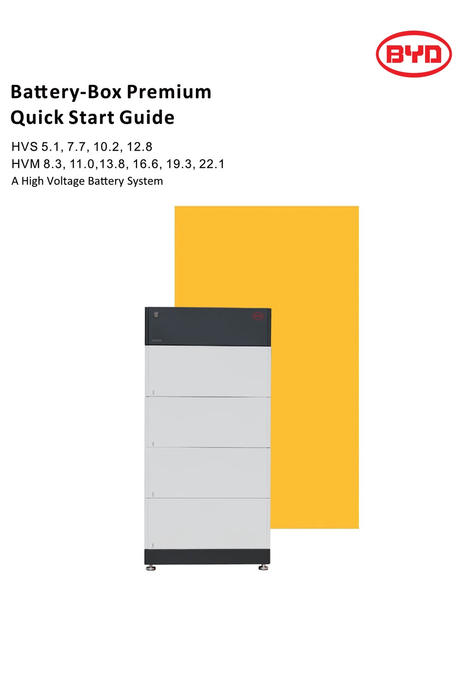 BYD BATTERY-BOX PREMIUM HVS 5.1 QUICK START MANUAL Pdf Download ...