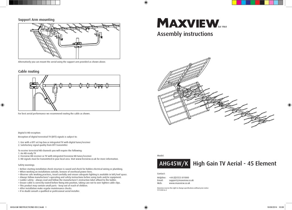 MAXVIEW AHG45W/K ASSEMBLY INSTRUCTIONS Pdf Download ManualsLib