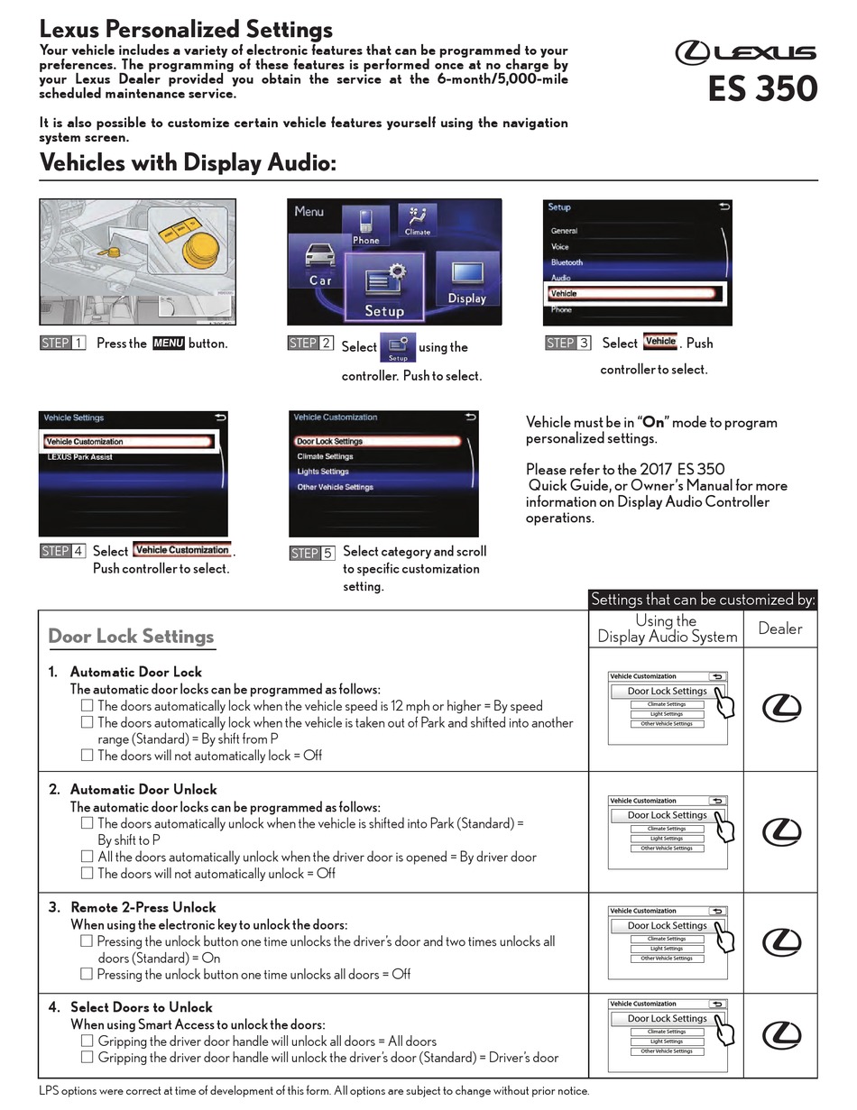 LEXUS ES 350 QUICK START MANUAL Pdf Download ManualsLib