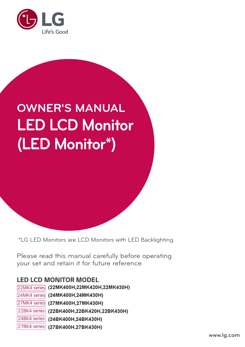 LG 22BK4 SERIES OWNER'S MANUAL Pdf Download | ManualsLib