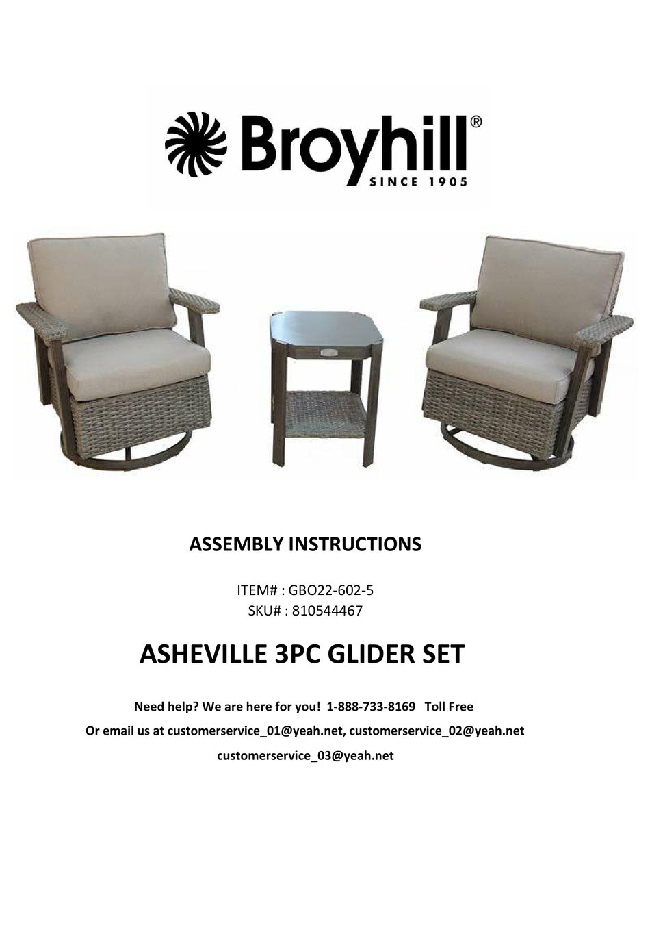 BROYHILL ASHEVILLE GBO226025 ASSEMBLY INSTRUCTIONS MANUAL Pdf