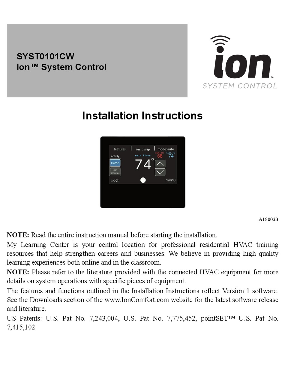 ION SYST0101CW INSTALLATION INSTRUCTIONS MANUAL Pdf Download ManualsLib